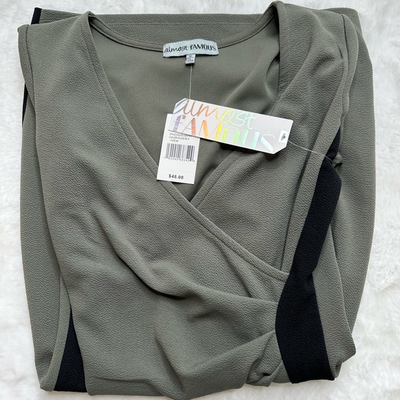 Almost Famous Dress Olive Black Semi Formal to Business Outfit Sexy Classy Style - Picture 6 of 8